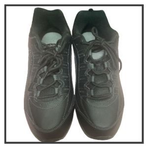 Easy Spirit Size 10WW Romy Black Leather Walking Shoe